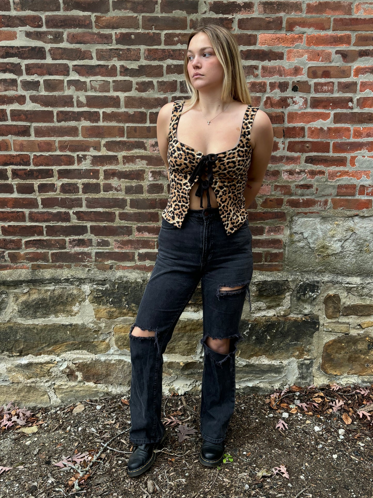 Nova Cheetah Tie Front Top